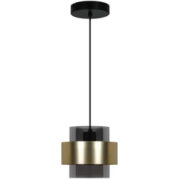 Suspension INSPIRE Croon E27 diam.18 cm métal dore/verre noir
