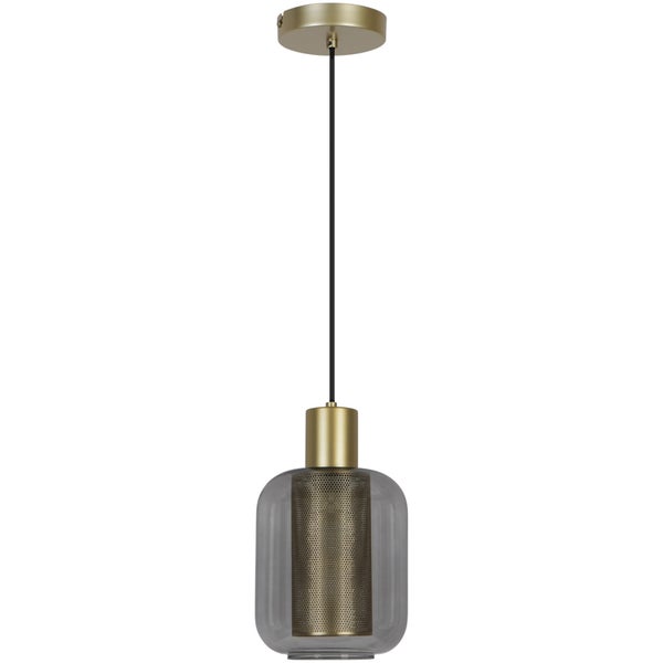 Suspension INSPIRE Courba, E27 diam. 17, métal laiton/verre fumé