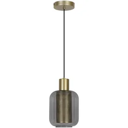 Suspension INSPIRE Courba, E27 diam. 17, métal laiton/verre fumé
