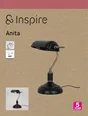 Lampe bureau anita banker e27 h36 laiton/metal noir inspire