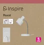 Lampe bureau poucet e27 h30.9 metal blanc/chrome inspire