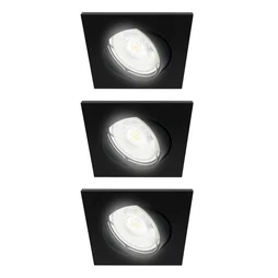 Lot de 3 spot encastré led Clane gu10 4000k orient carré noir INSPIRE