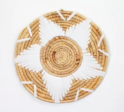 Décoration murale Boho, beige et blanc ARIANE l.30 x H.30 cm