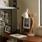 Lampe de bureau Motio articulée, métal/bois blanc, e27, INSPIRE H.30 cm