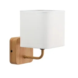 Applique Akora bois, et abat jour blanc, INSPIRE