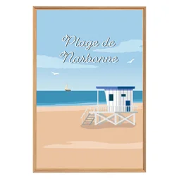 Image encadrée Plage Narbonne, CEANOTHE l.66.2 x H.95.7 cm