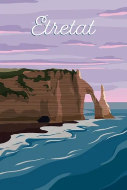 Toile imprimée Etretat Crepus, CEANOTHE l.30 x H.45 cm