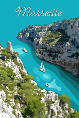 Toile imprimée Calanque, CEANOTHE l.30 x H.45 cm