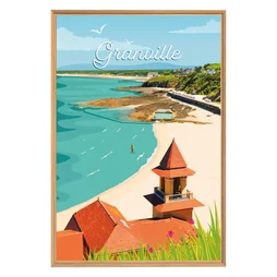 Image encadrée Plage Granville, CEANOTHE l.65 x H.97 cm