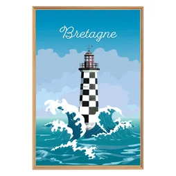 Image encadrée Phare Breton, CEANOTHE l.65 x H.97 cm