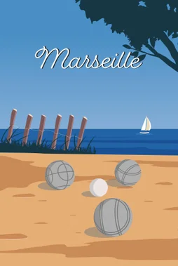 Toile imprimée Pétanque, CEANOTHE l.30 x H.45 cm