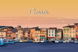 Toile imprimée Port de Cassis, CEANOTHE l.65 x H.45 cm