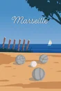 Toile imprimée Pétanque, CEANOTHE l.97 x H.65 cm