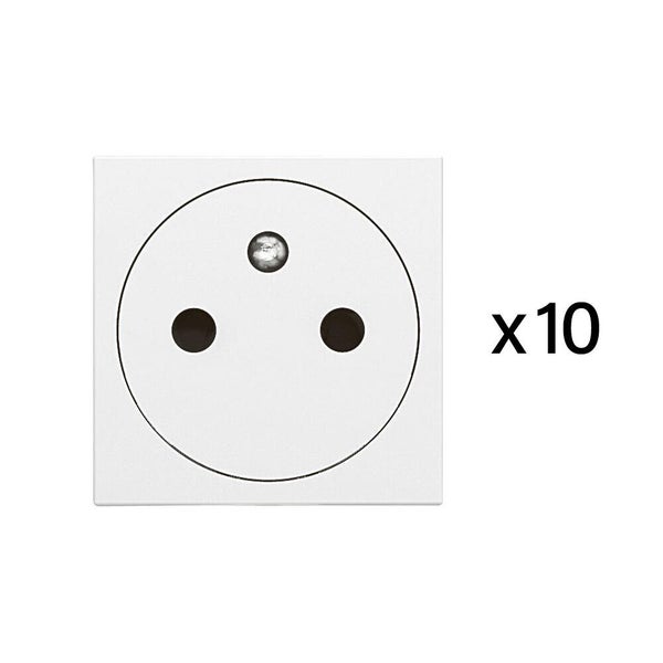 Lot de 10 prises avec terre, complet, LEGRAND Mosaic, blanc