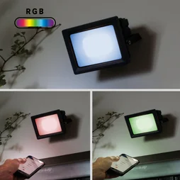 Projecteur à fixer extérieur Yonkers, LED intégrée, RGBW, 3000 lumens, connecté Enki, noir INSPIRE