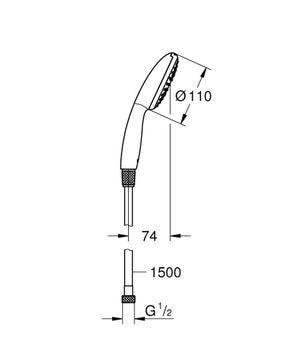 Pommeau 1 jet et flexible VITALIO START, chromé