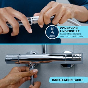 Pommeau 1 jet et flexible VITALIO START, chromé