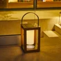 Lanterne solaire Seraphina, effet bois H. 31 cm, 40 Lumen, blanc chaud, LUMISKY