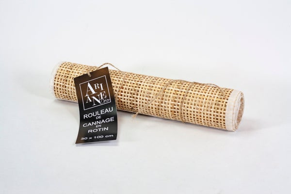 Rouleau de cannage rotin carreaux, beige, 30 cm x 100 cm