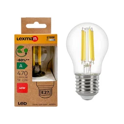 Ampoule led spherique e27 3w=40w 470lm claire 2700k classe a LEXMAN