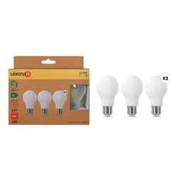 Lot de 3 ampoules led à filament classique,  E27, 806lm = 60W, blanc chaud, LEXMAN