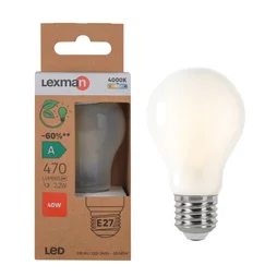 Ampoule led standard e27 3w=40w 470lm depolie 4000k classe a LEXMAN