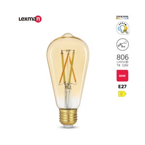 Ampoule led Edison E27 5,9w=60w 806lm ambre 2200 à 5500K cct/dim tout en 1 LEXMAN