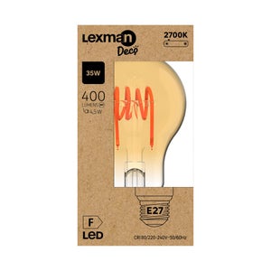 Ampoule led standard e27 4,5w=35w 400lm 2700k spirale ambre LEXMAN