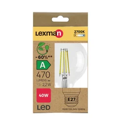 Ampoule led globe 80mm e27 3w=40w 470lm claire 2700k classe a LEXMAN