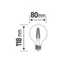 Ampoule led globe 80mm e27 3w=40w 470lm claire 2700k classe a LEXMAN