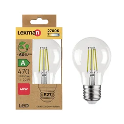 Ampoule led standard e27 3w=40w 470lm claire 2700k classe a LEXMAN