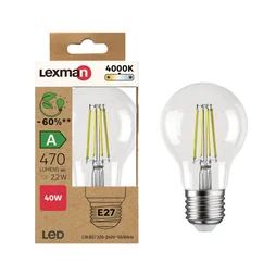 Ampoule led standard e27 3w=40w 470lm claire 4000k classe a LEXMAN