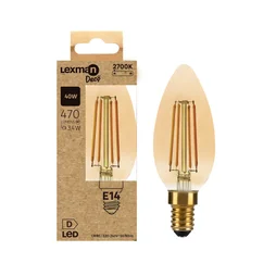 Ampoule led flamme e14 4w=40w 470lm 2700k ambre LEXMAN