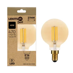 Ampoule led globe 60mm deco e14 4,2w=40w 470lm 2700k ambre LEXMAN