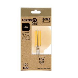 Ampoule led globe 60mm deco e14 4,2w=40w 470lm 2700k ambre LEXMAN