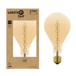 Ampoule led ps160 poire xl e27 60w 806lm 2700k spirale v ambre LEXMAN