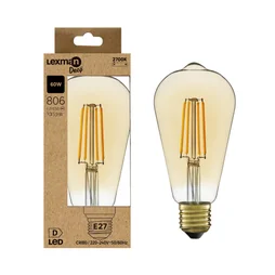 Ampoule led edison e27 60w 7,8w=806lm 2700k ambre LEXMAN
