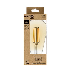 Ampoule led edison e27 60w 7,8w=806lm 2700k ambre LEXMAN