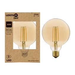 Ampoule led globe 125mm e27 7,8w=60w 806lm 2700k ambre LEXMAN