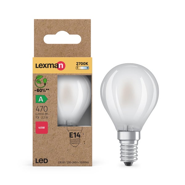 Ampoule led à filament E14, 470lm = 40W, LEXMAN