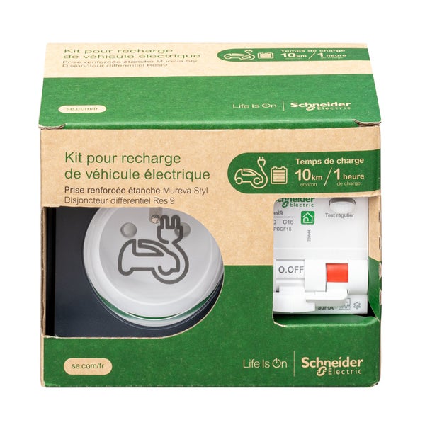 Kit voiture électrique Protection + Prise renforcée étanche Mureva Styl, SCHNEIDER ELECTRIC, anthracite