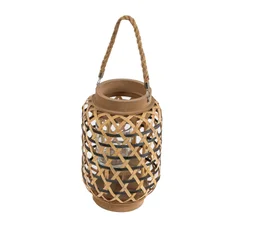 Lanterne bamboo natural black d19h30
