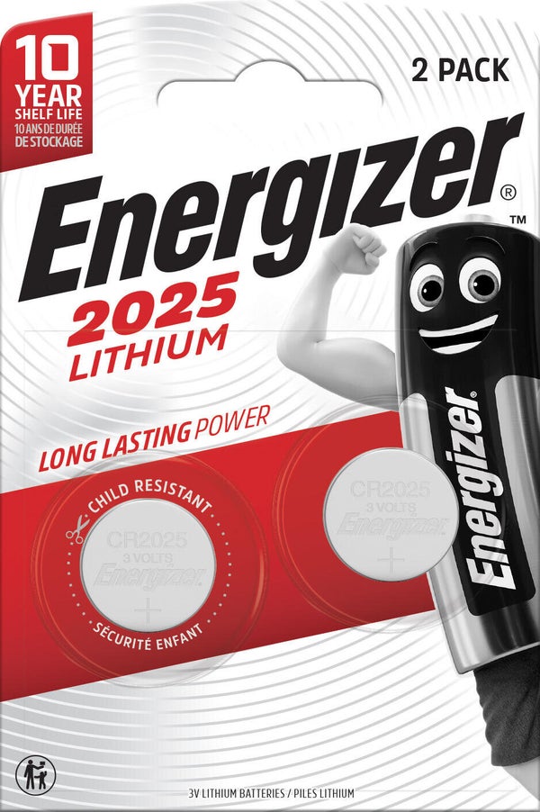 Lot de 2 piles bouton cr2025/dl2025, 3 V, ENERGIZER