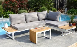 Salon de jardin en aluminium, DCB GARDEN Tokyo, 4 personnes, blanc