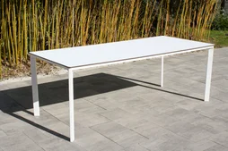 Table de jardin aluminium, DCB GARDEN Meet, 200 x 90 cm, blanc