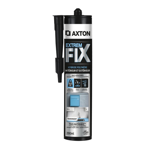 Colle fixation int/ext polymere axton extremfix transp cart 290ml