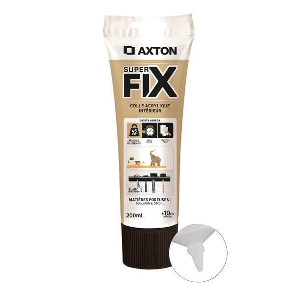 Colle de fixation acrylique tout fixer blanc, AXTON, 200ml