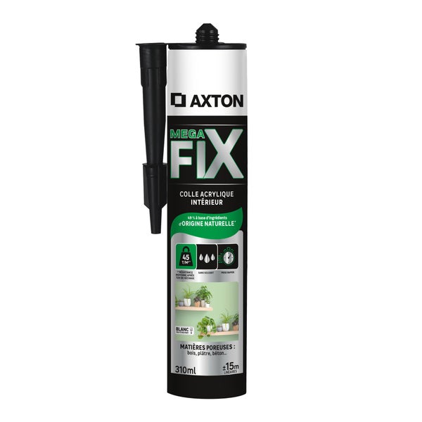 Colle fixation interieur acrylique axton megafix blanc cartouche 310ml