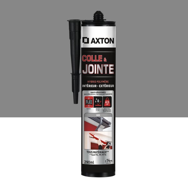 Colle joint int/ext polymere axton gris cartouche 290ml