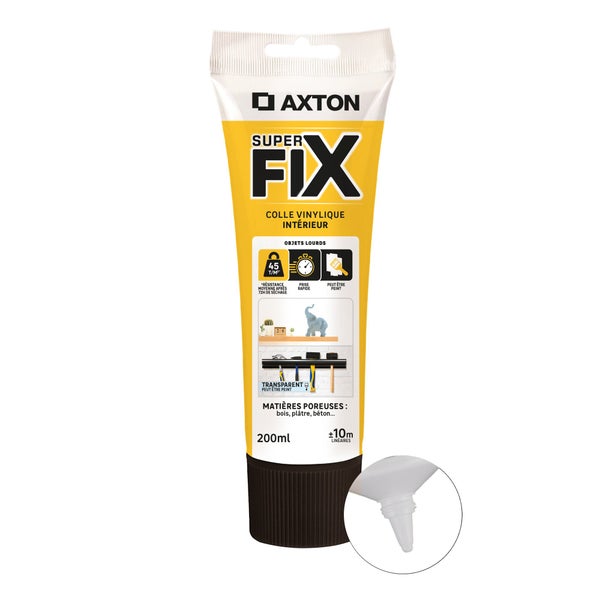 Colle fixation interieur acryliq axton superfix transparent tube 200ml